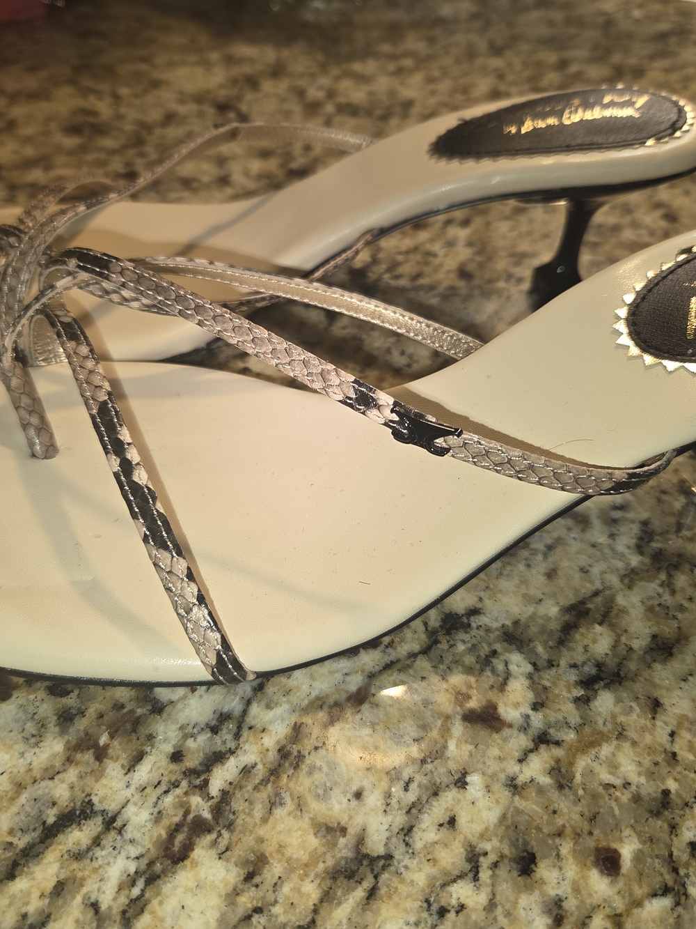 Circus by Sam Edelman Tan Snake-Print Strappy Kitten Heels